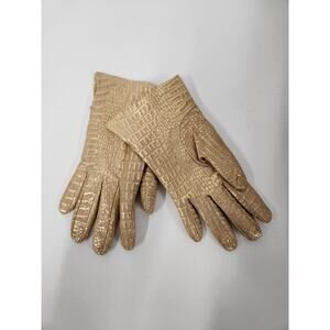 Vintage Florens Women's Buttery Soft Leather Cashmere Lined Gloves, Gold, Size 7
